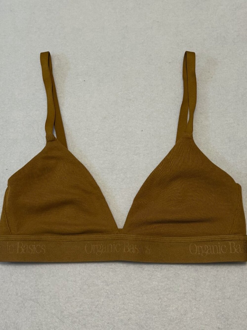 Organic Basics Core Rib Triangle Bralette - S, Clay